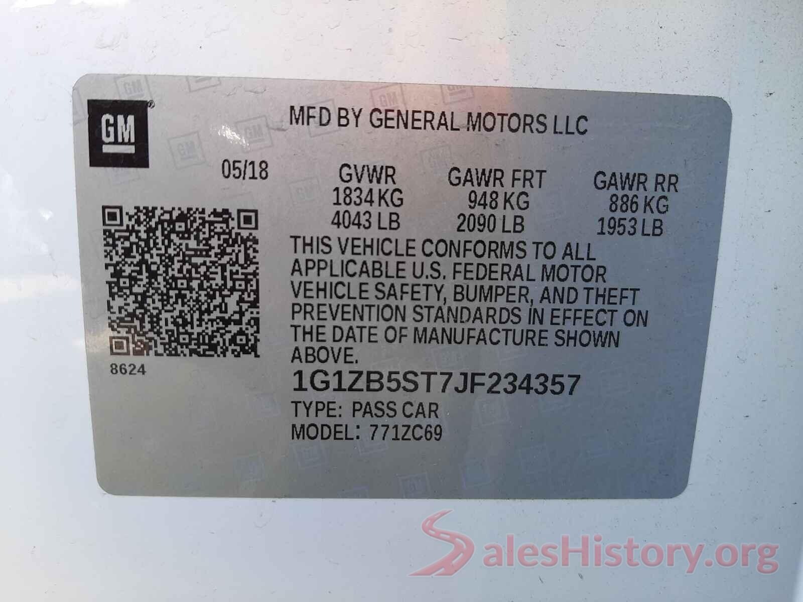 1G1ZB5ST7JF234357 2018 CHEVROLET MALIBU