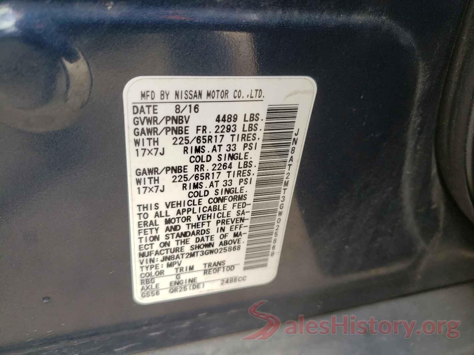 JN8AT2MT3GW025868 2016 NISSAN ROGUE