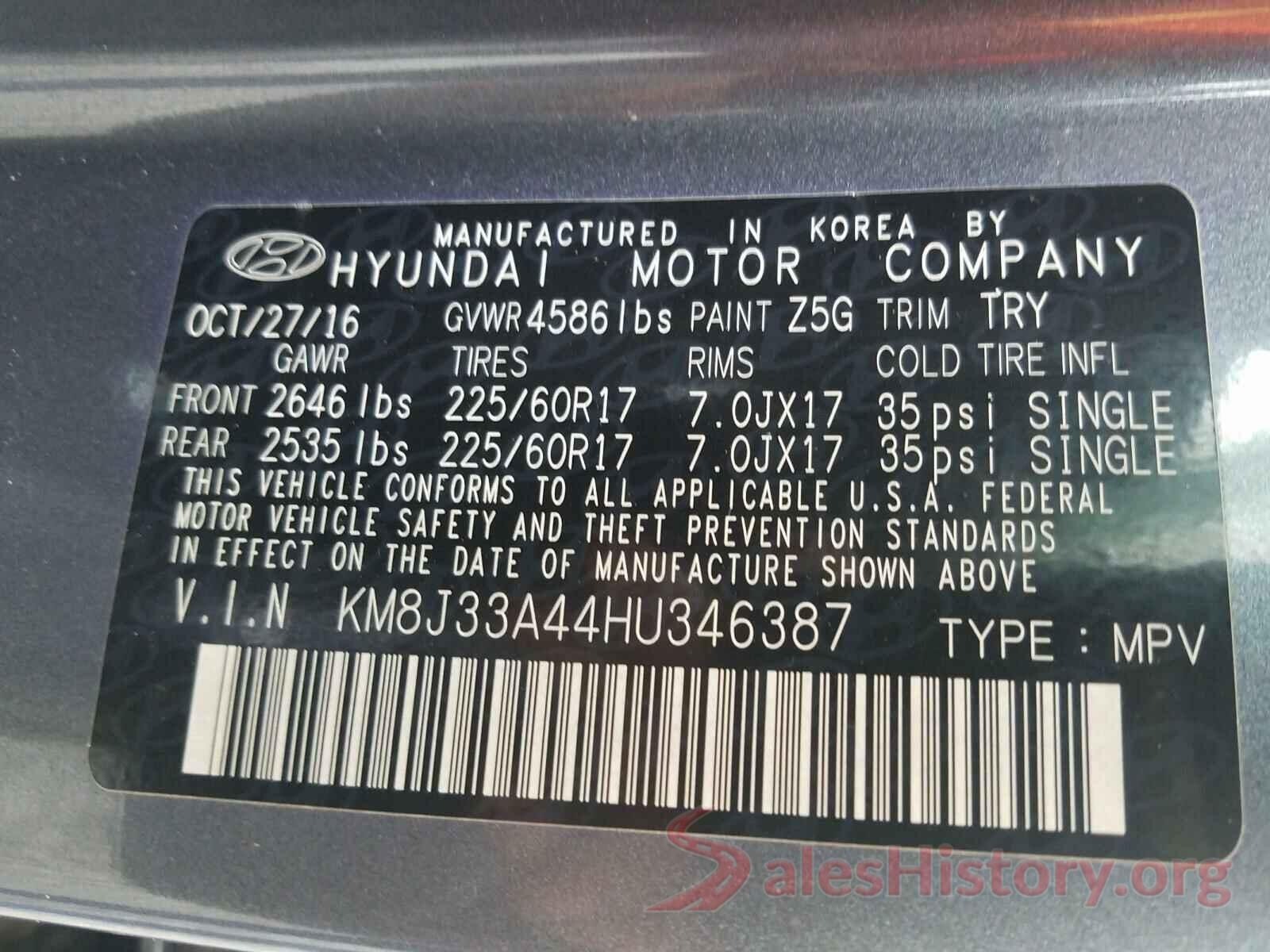 KM8J33A44HU346387 2017 HYUNDAI TUCSON