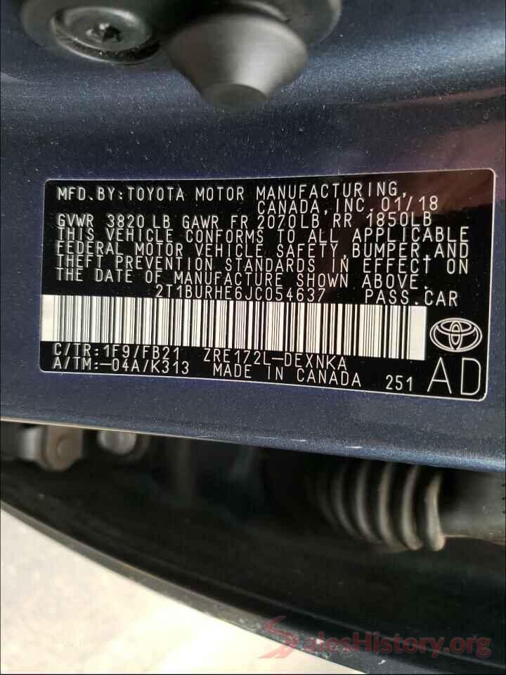 2T1BURHE6JC054637 2018 TOYOTA COROLLA