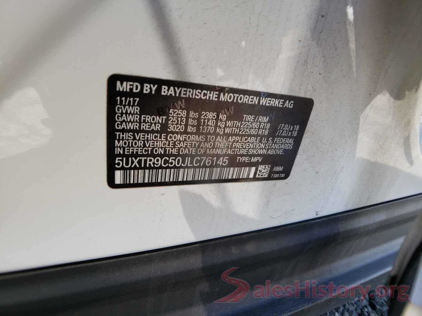 5UXTR9C50JLC76145 2018 BMW X3