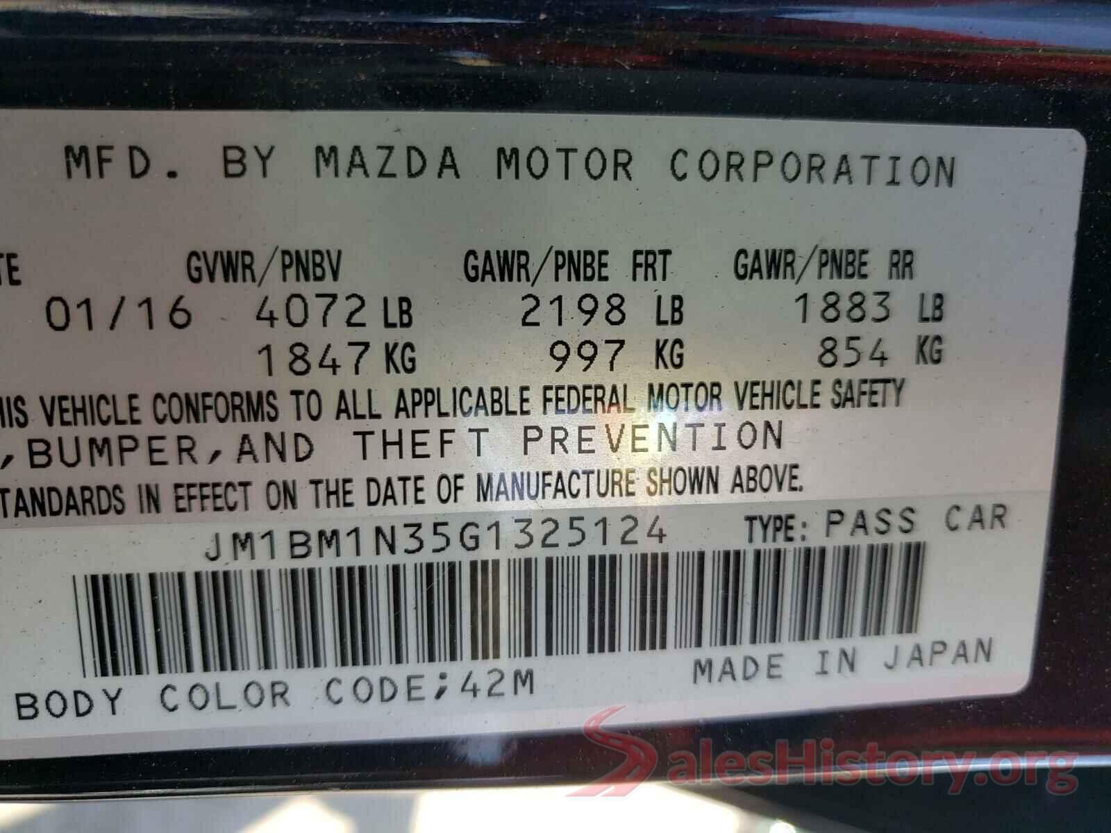 JM1BM1N35G1325124 2016 MAZDA 3