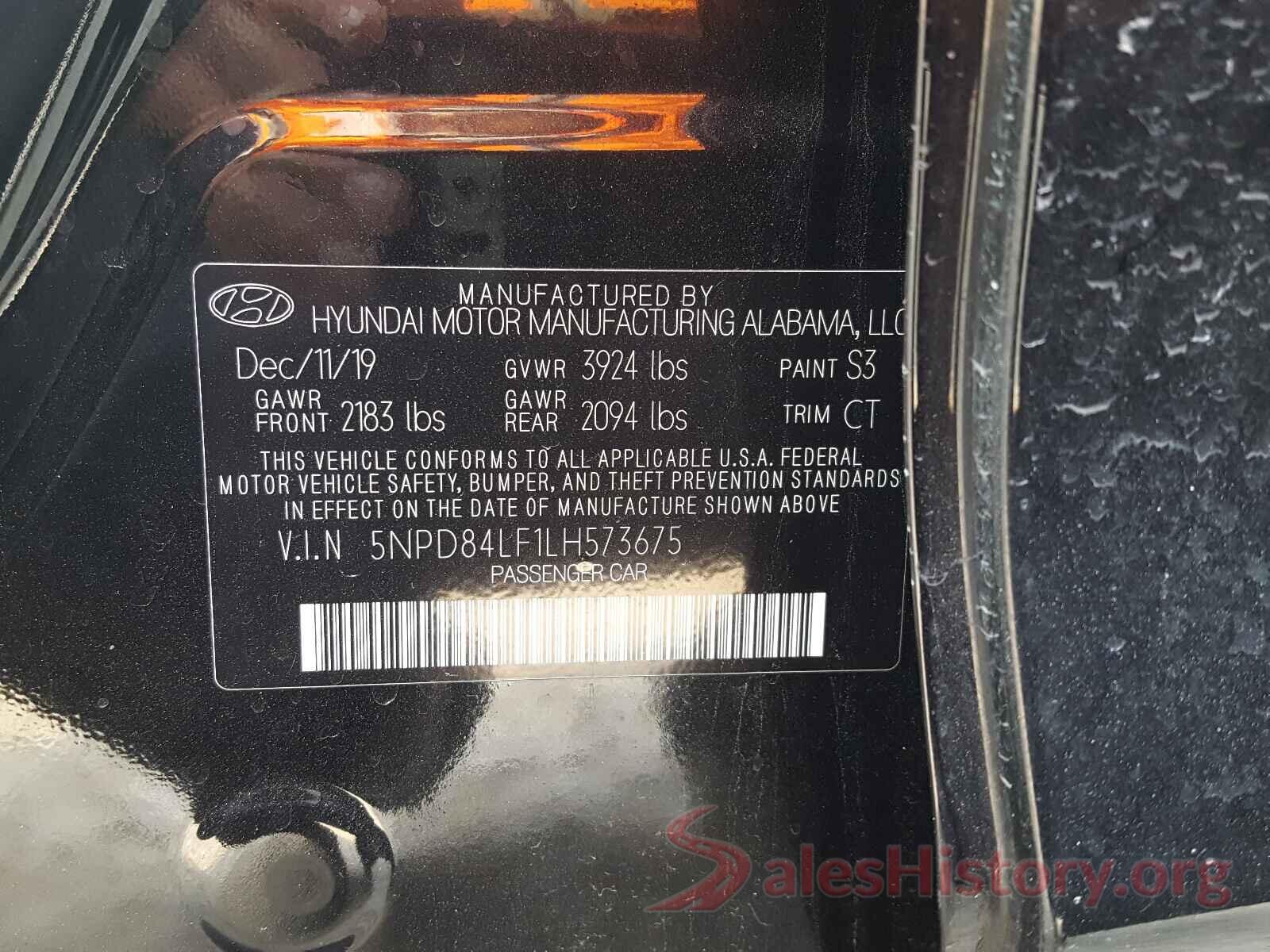 5NPD84LF1LH573675 2020 HYUNDAI ELANTRA