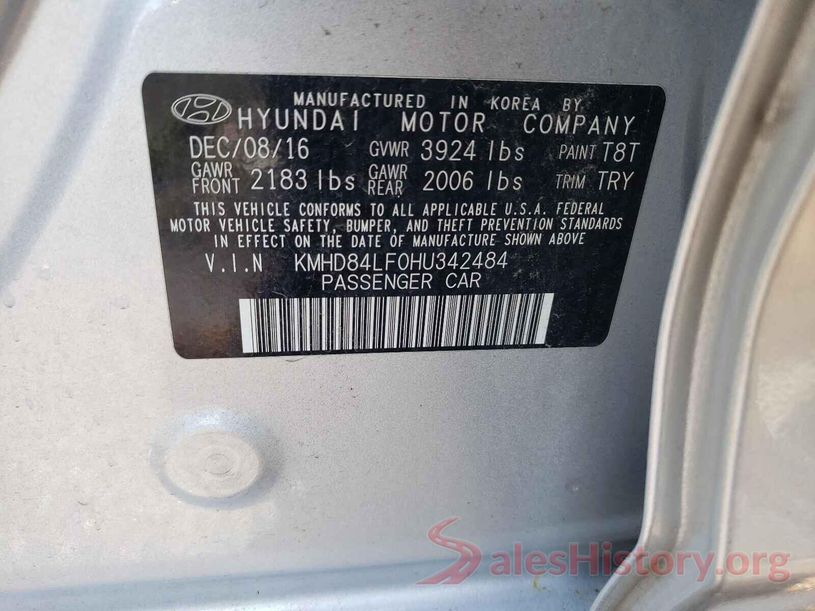 KMHD84LF0HU342484 2017 HYUNDAI ELANTRA