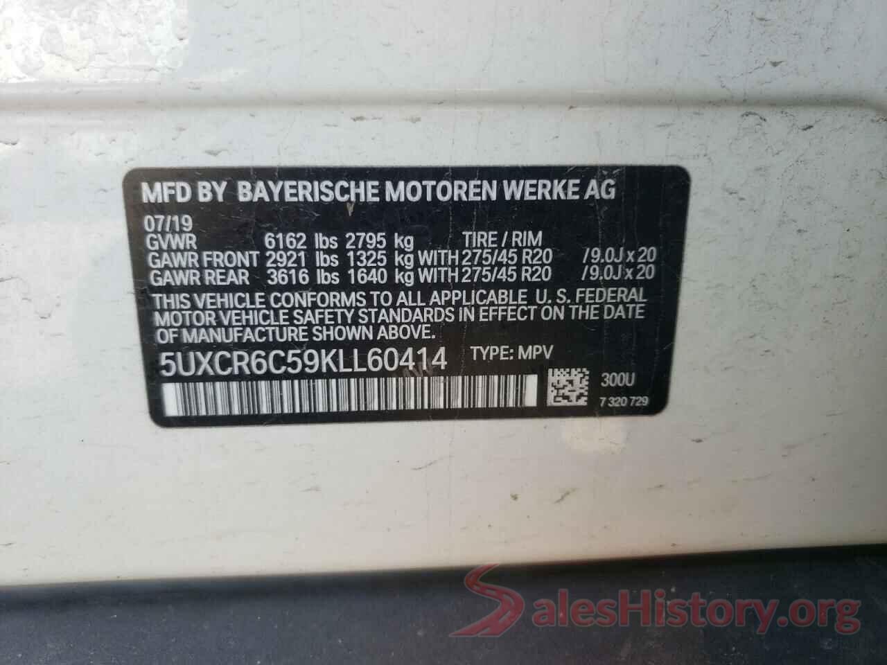 5UXCR6C59KLL60414 2019 BMW X5