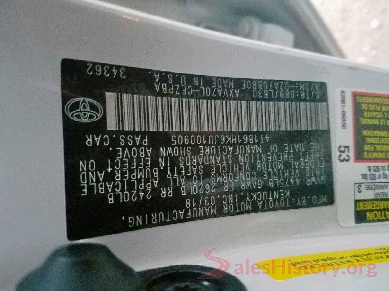 4T1B61HK6JU100905 2018 TOYOTA CAMRY