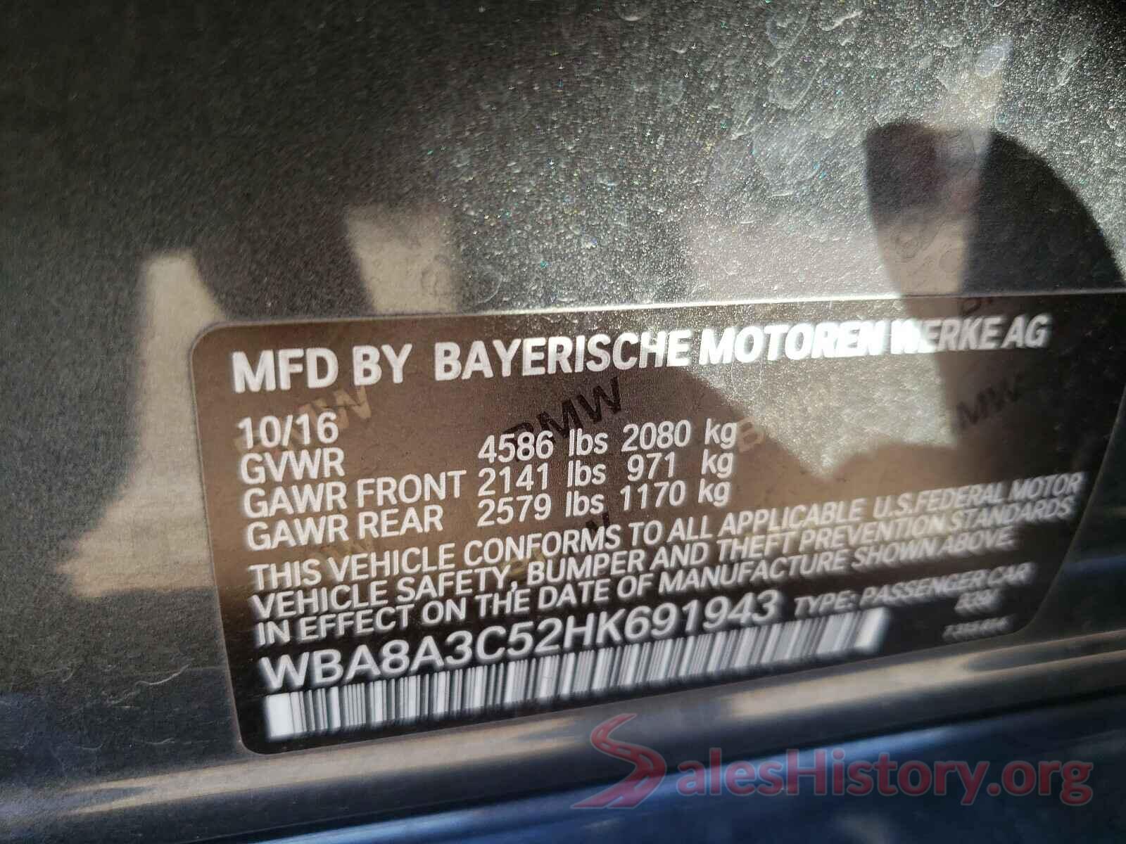 WBA8A3C52HK691943 2017 BMW 3 SERIES