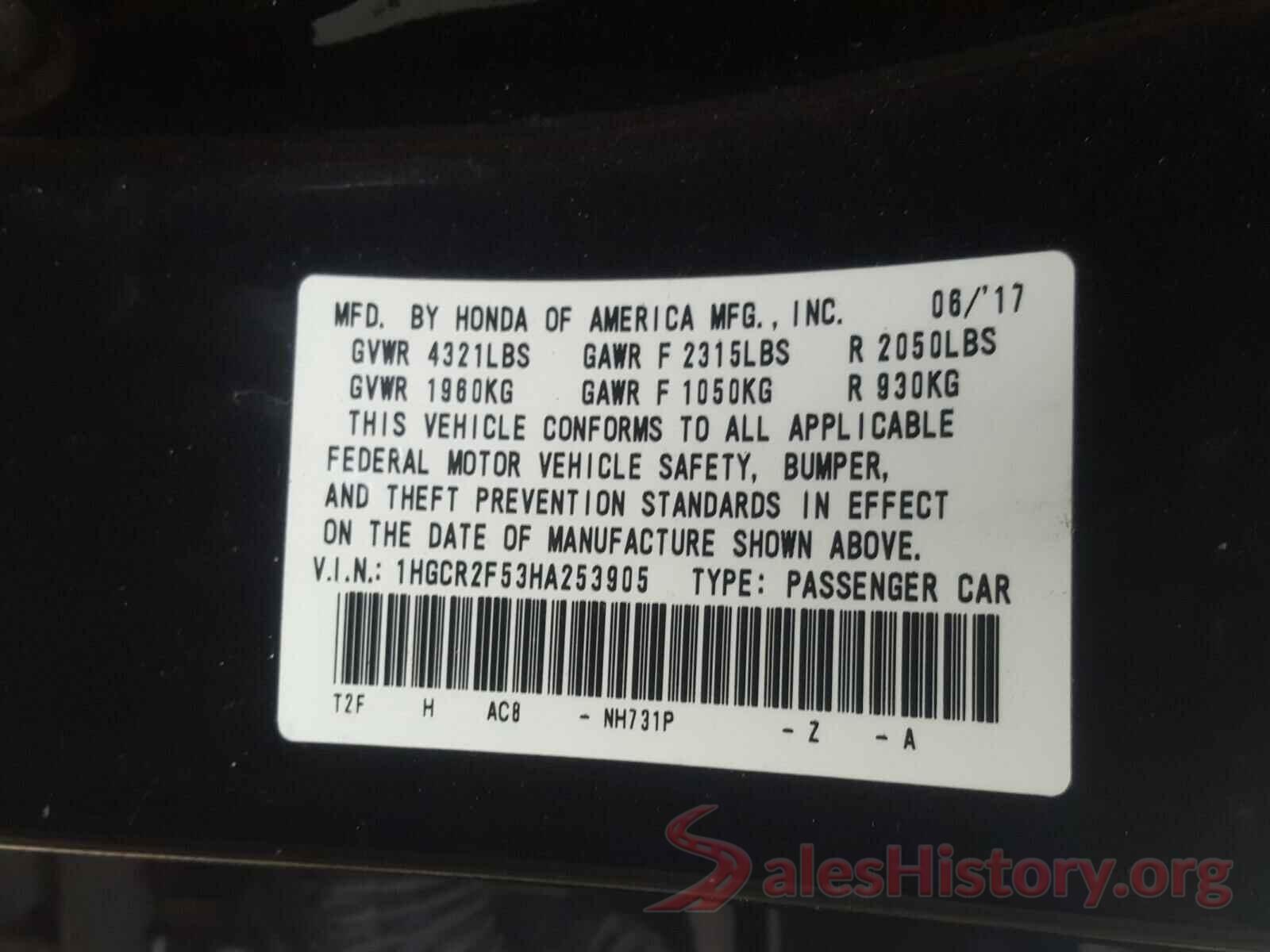 1HGCR2F53HA253905 2017 HONDA ACCORD