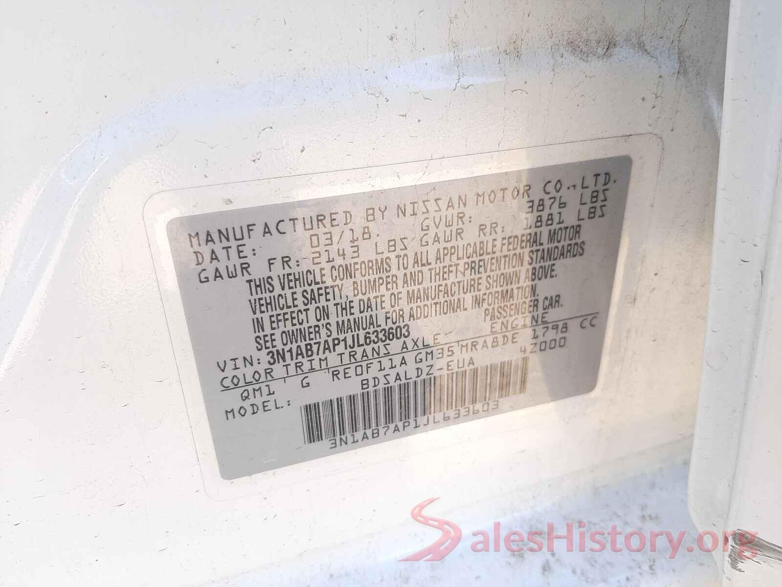 3N1AB7AP1JL633603 2018 NISSAN SENTRA