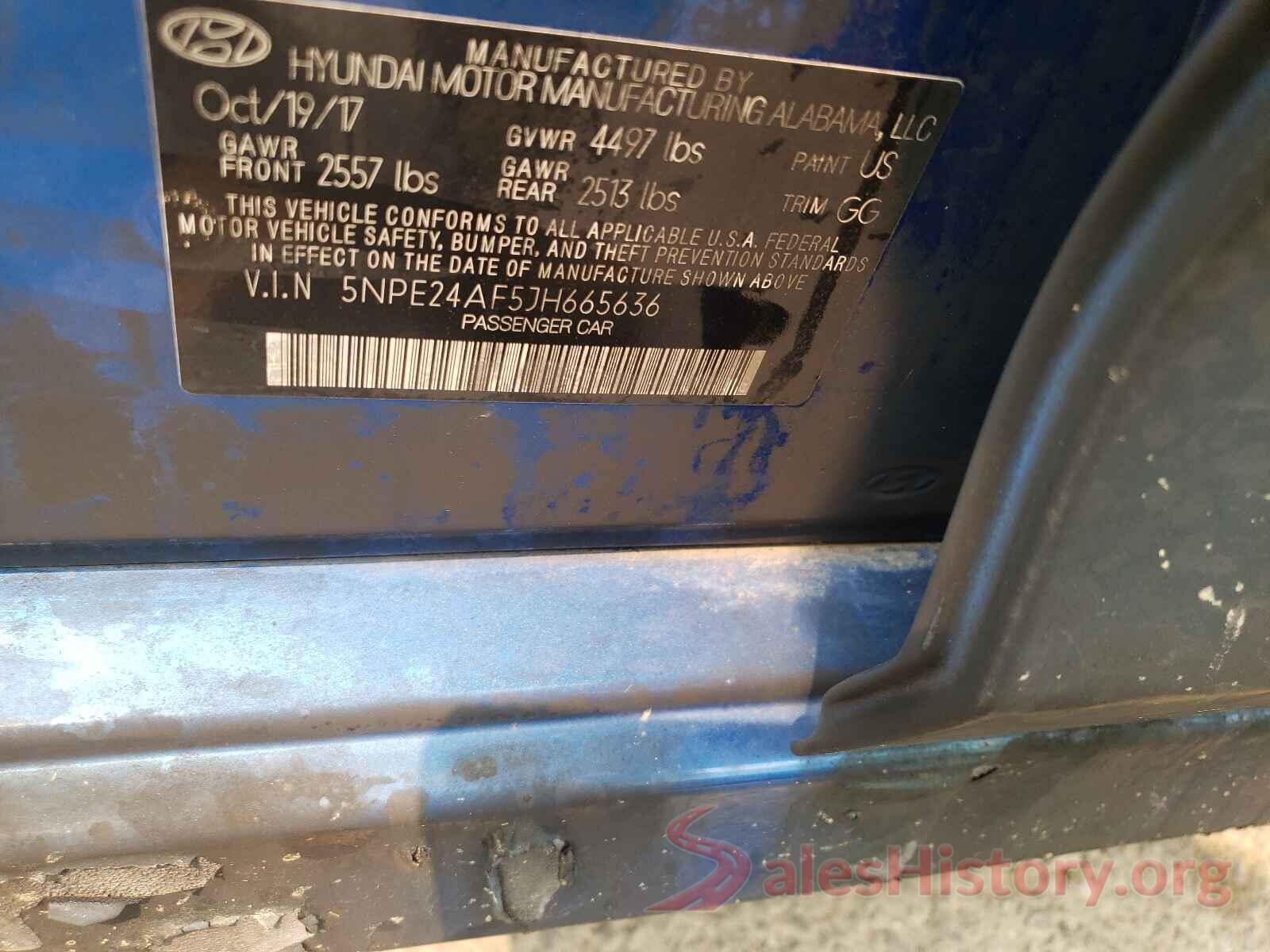 5NPE24AF5JH665636 2018 HYUNDAI SONATA