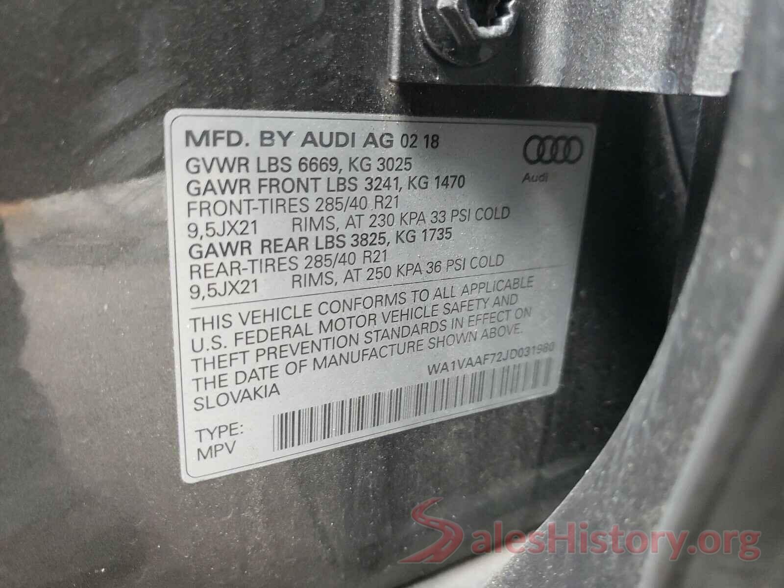 WA1VAAF72JD031980 2018 AUDI Q7