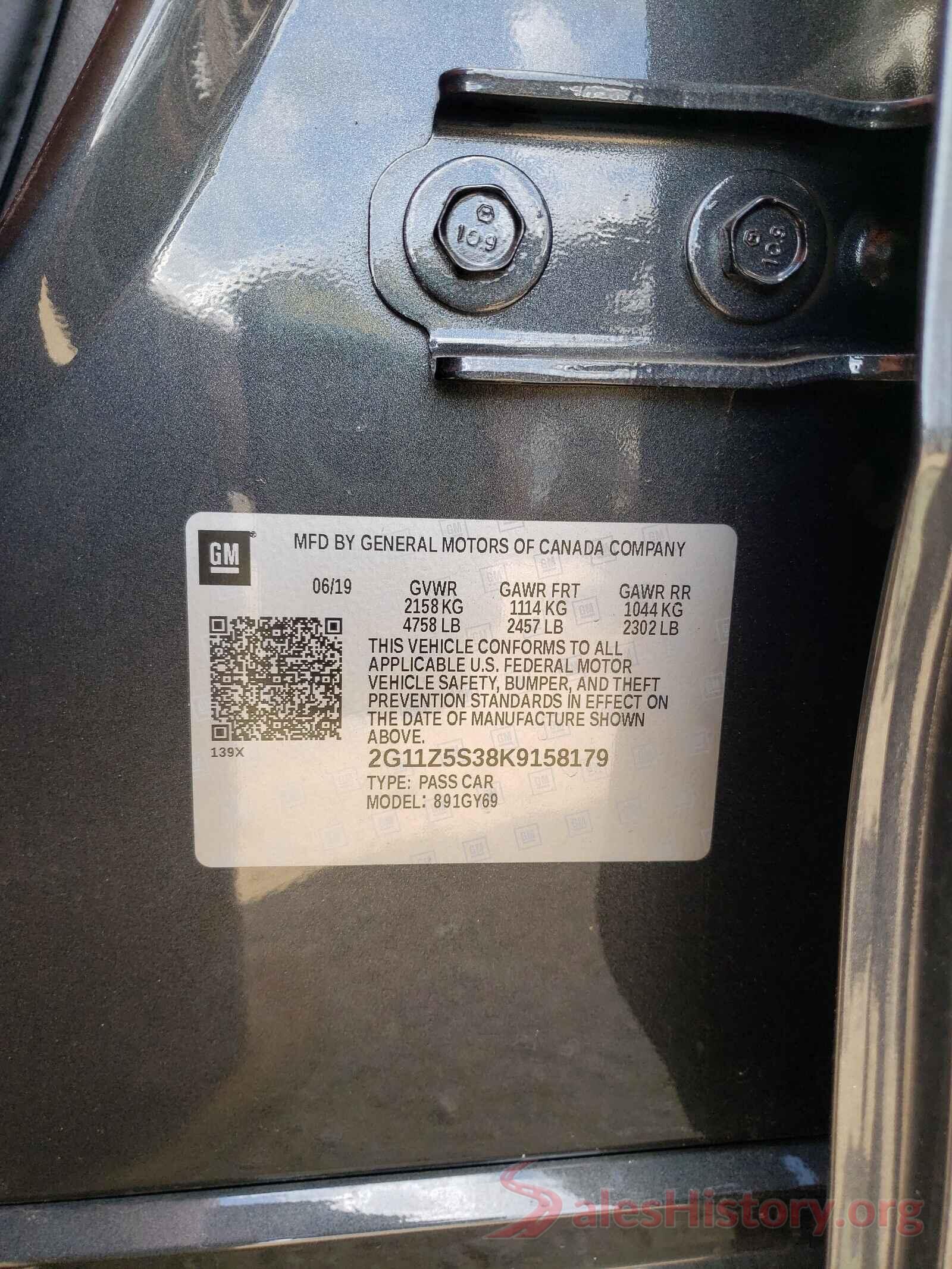 2G11Z5S38K9158179 2019 CHEVROLET IMPALA