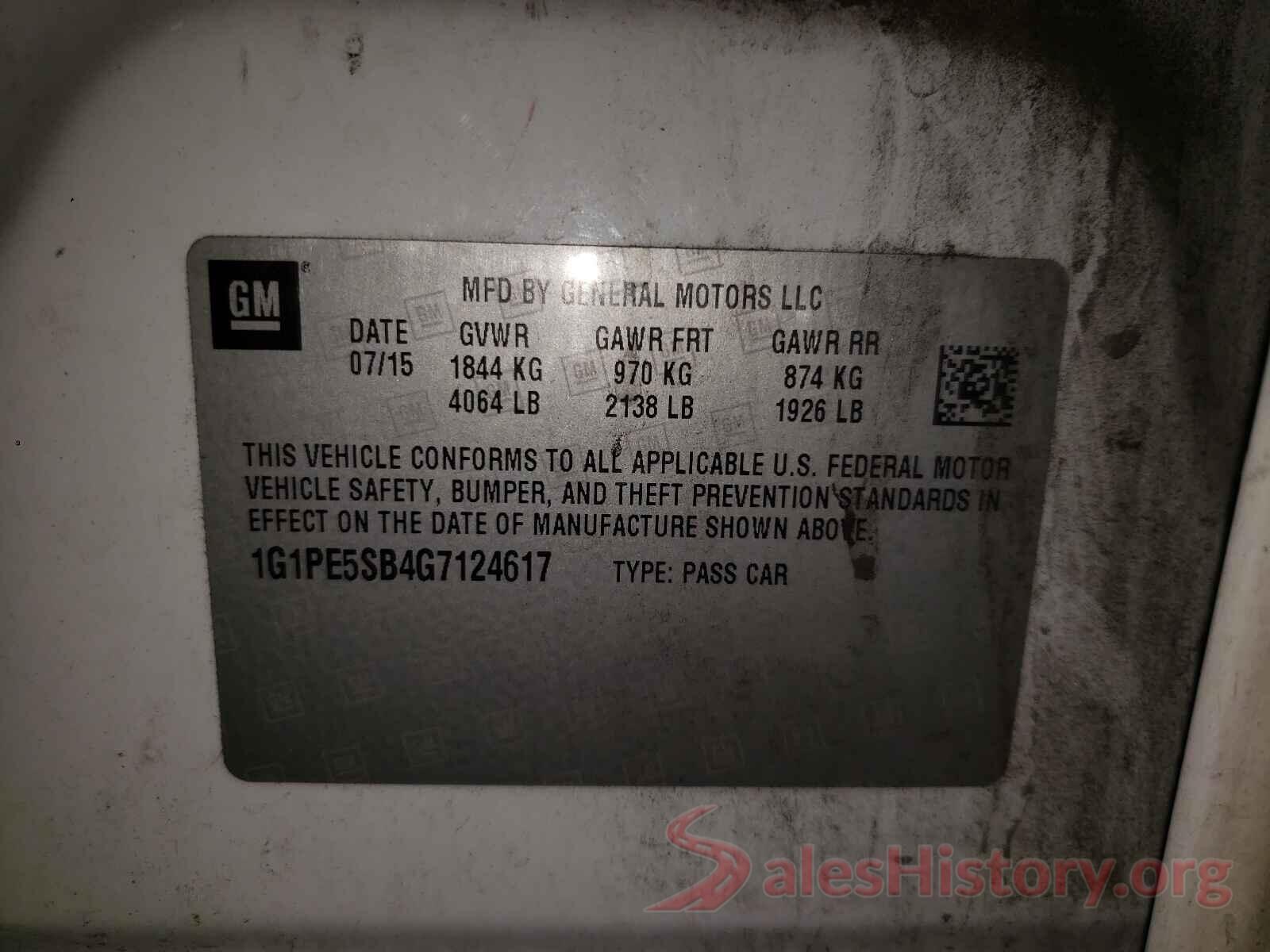 1G1PE5SB4G7124617 2016 CHEVROLET CRUZE