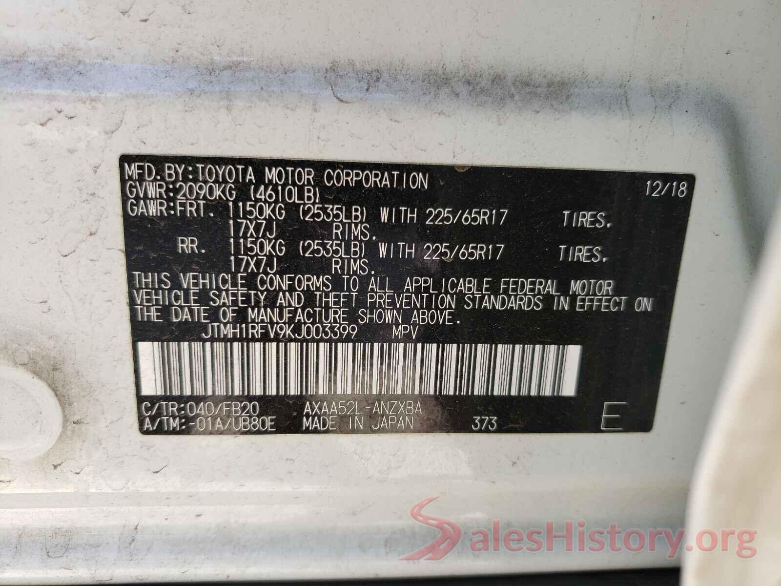 JTMH1RFV9KJ003399 2019 TOYOTA RAV4