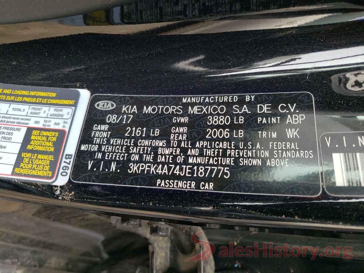 3KPFK4A74JE187775 2018 KIA FORTE