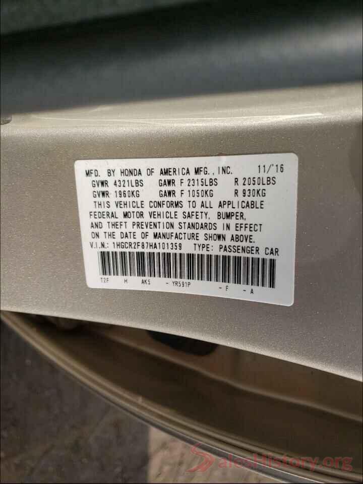 1HGCR2F87HA101359 2017 HONDA ACCORD