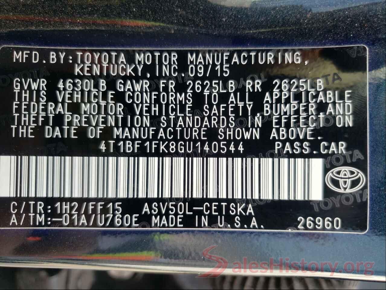 4T1BF1FK8GU140544 2016 TOYOTA CAMRY