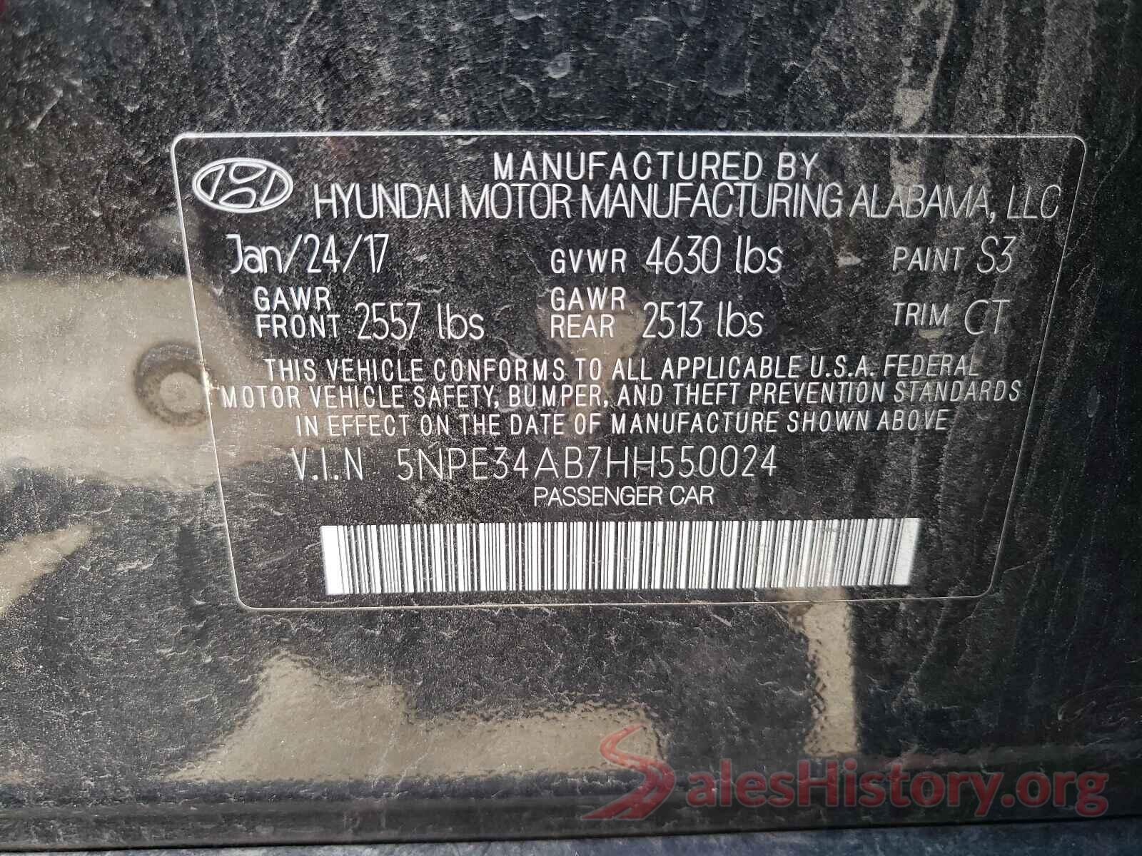 5NPE34AB7HH550024 2017 HYUNDAI SONATA