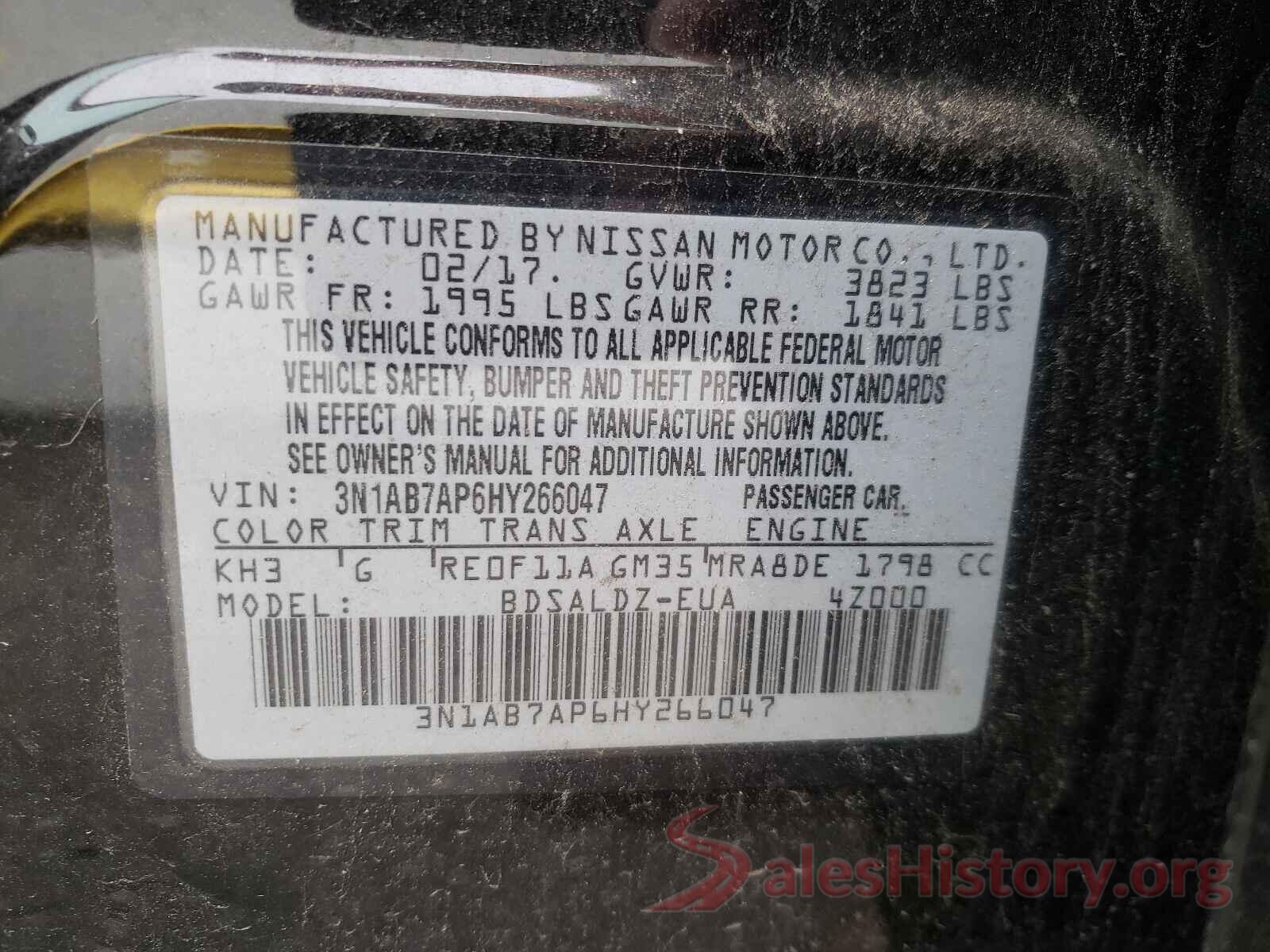 3N1AB7AP6HY266047 2017 NISSAN SENTRA