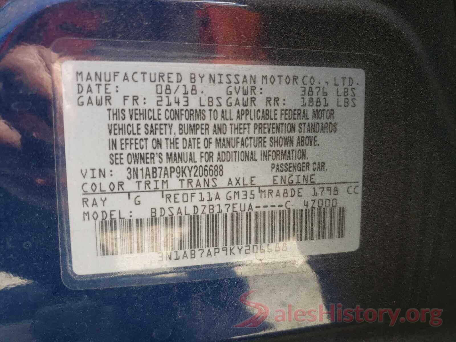 3N1AB7AP9KY206688 2019 NISSAN SENTRA