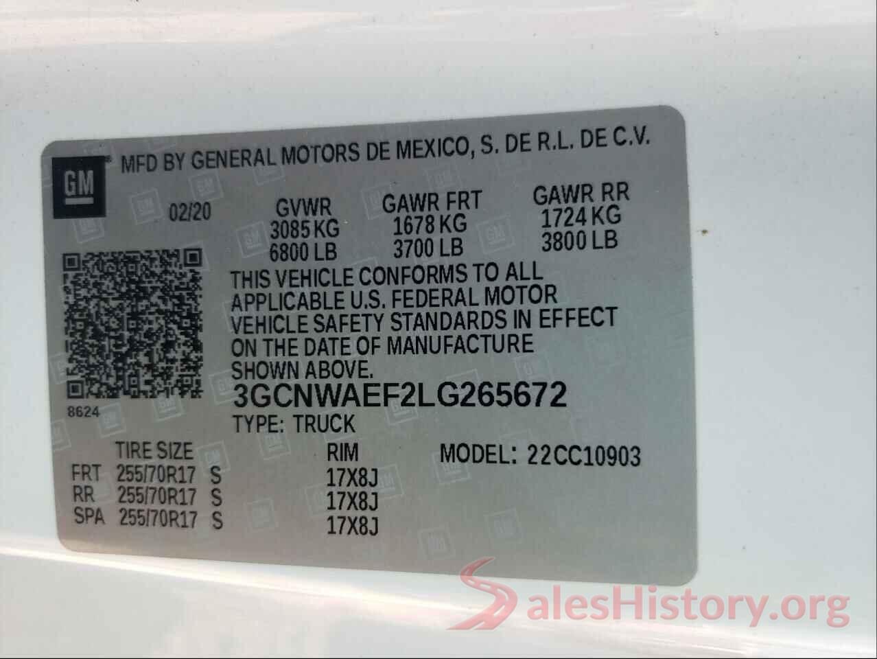 3GCNWAEF2LG265672 2020 CHEVROLET SILVERADO