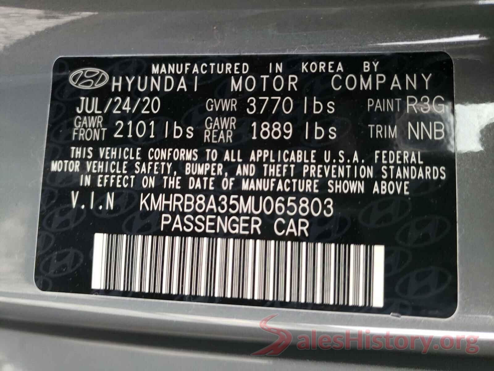 KMHRB8A35MU065803 2021 HYUNDAI VENUE