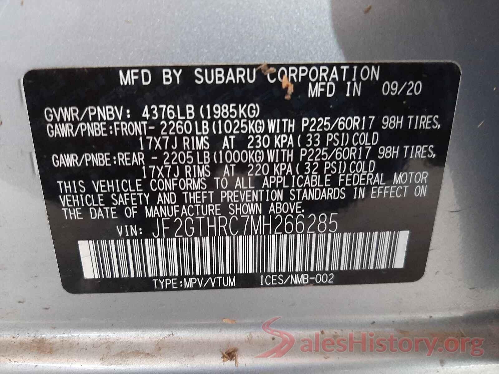 JF2GTHRC7MH266285 2021 SUBARU CROSSTREK