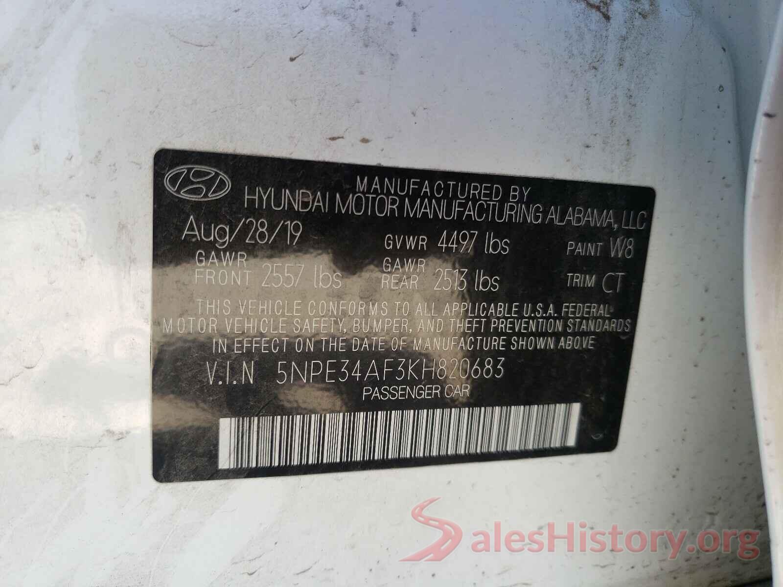 5NPE34AF3KH820683 2019 HYUNDAI SONATA