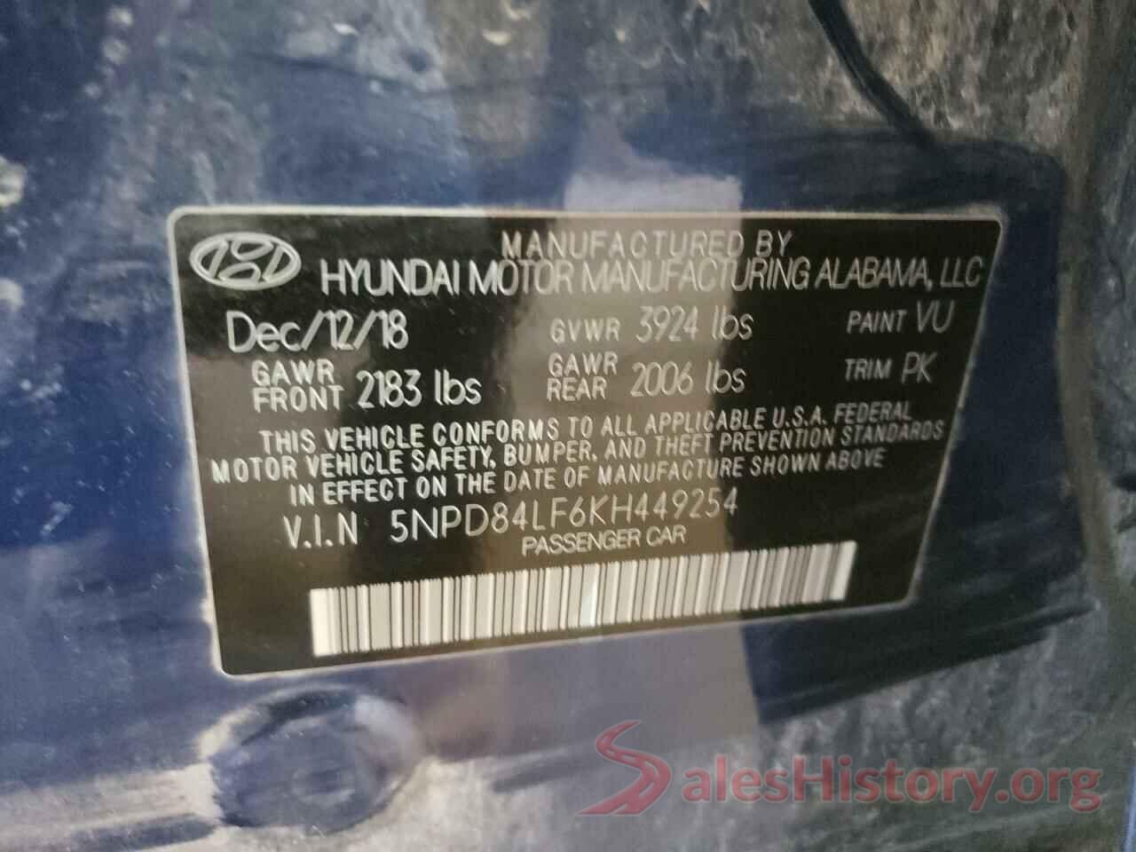 5NPD84LF6KH449254 2019 HYUNDAI ELANTRA