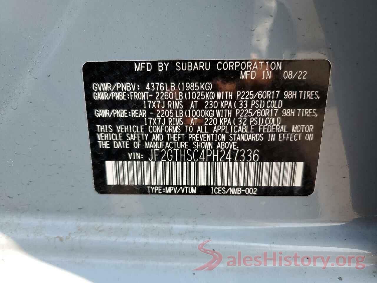 JF2GTHSC4PH247336 2023 SUBARU CROSSTREK