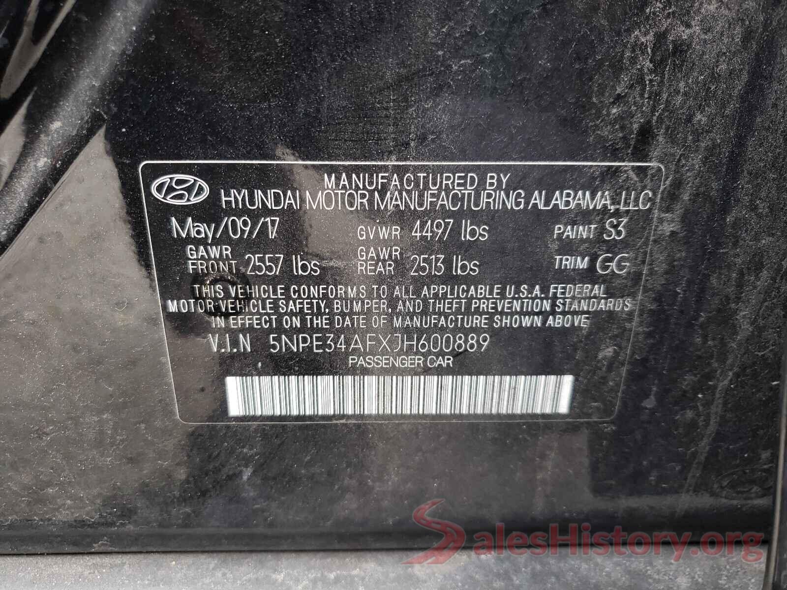 5NPE34AFXJH600889 2018 HYUNDAI SONATA