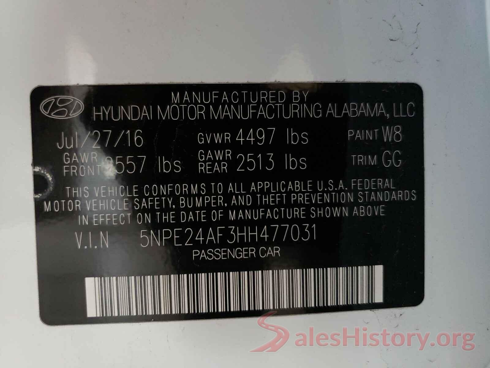 5NPE24AF3HH477031 2017 HYUNDAI SONATA