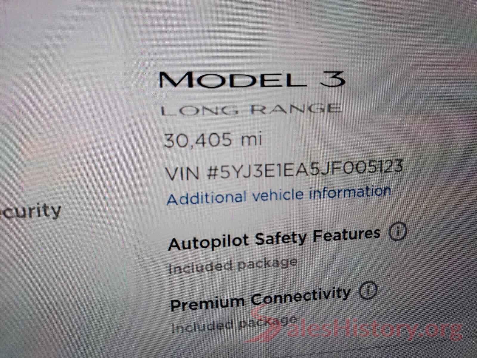 5YJ3E1EA5JF005123 2018 TESLA MODEL 3