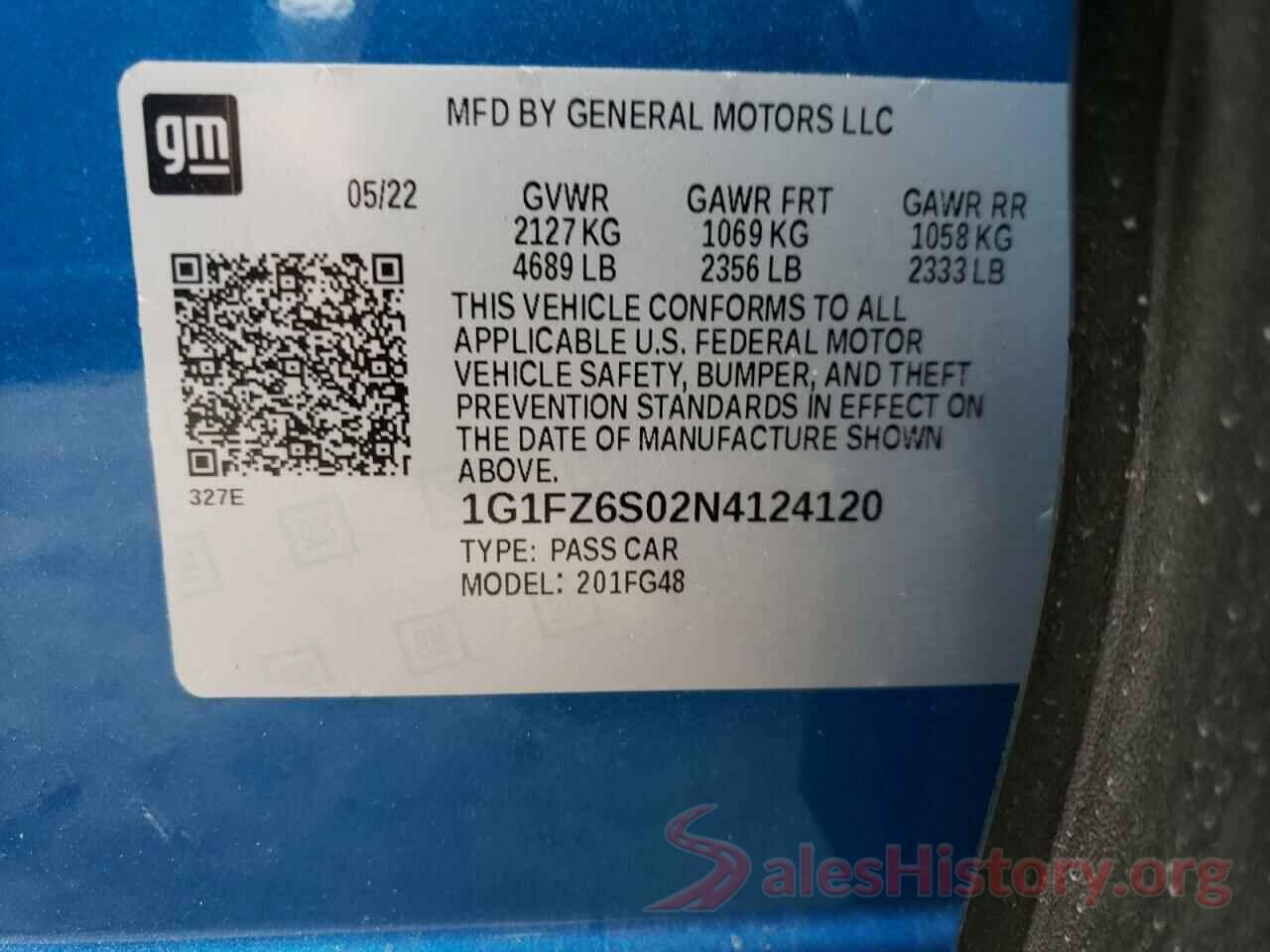 1G1FZ6S02N4124120 2022 CHEVROLET BOLT