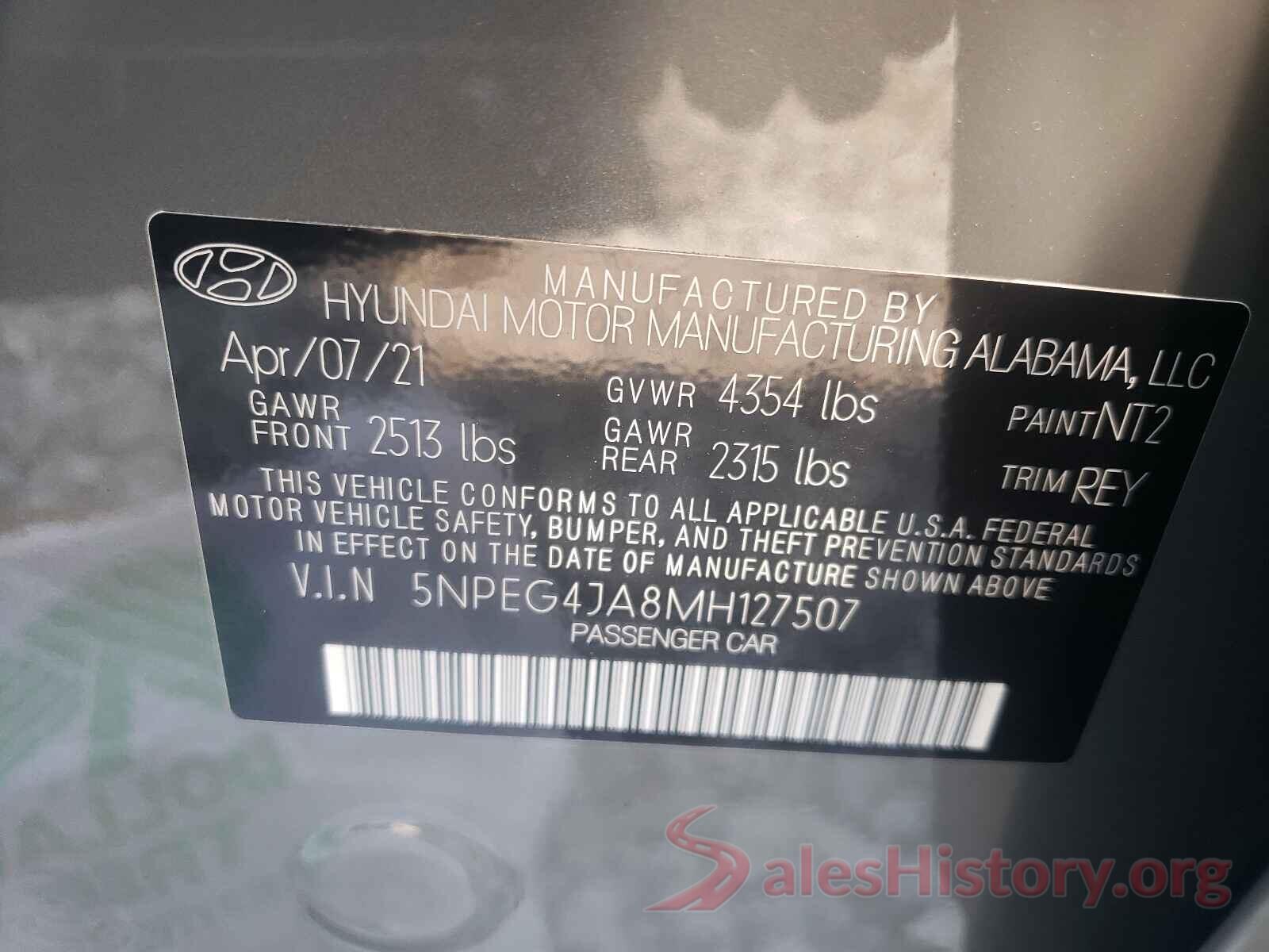 5NPEG4JA8MH127507 2021 HYUNDAI SONATA