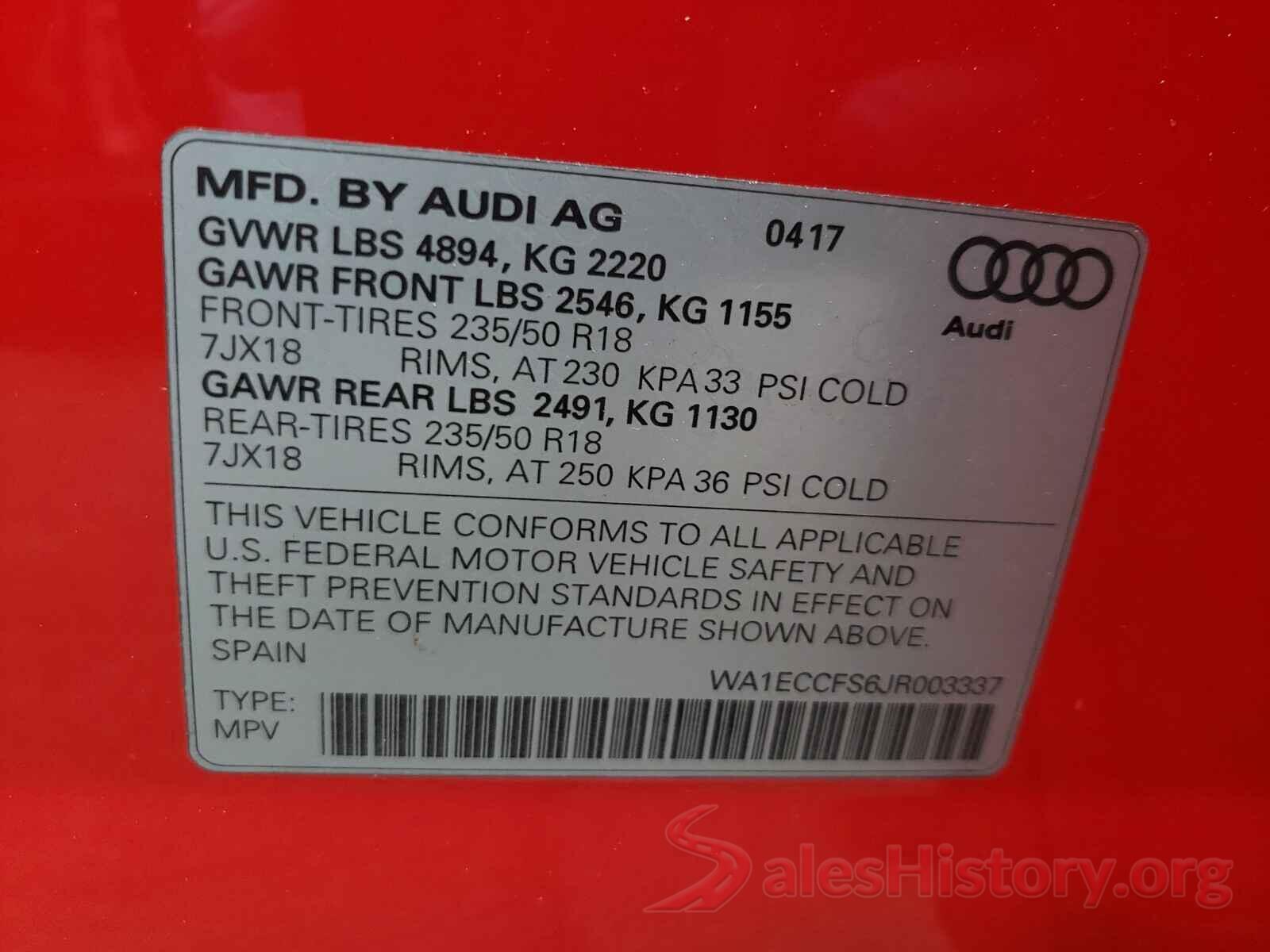 WA1ECCFS6JR003337 2018 AUDI Q3