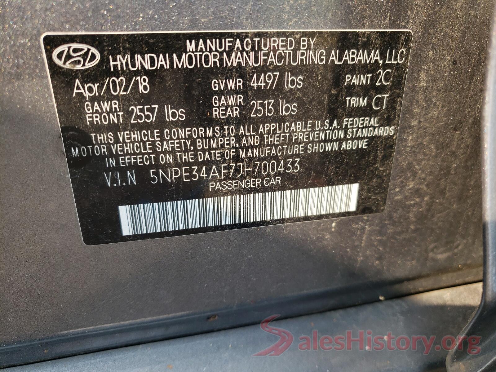 5NPE34AF7JH700433 2018 HYUNDAI SONATA