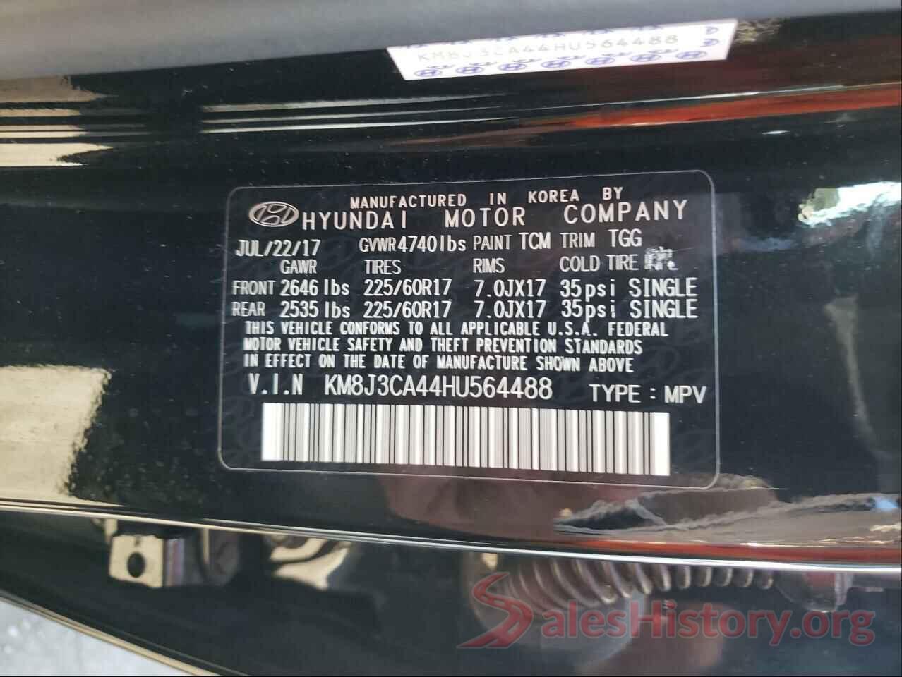 KM8J3CA44HU564488 2017 HYUNDAI TUCSON