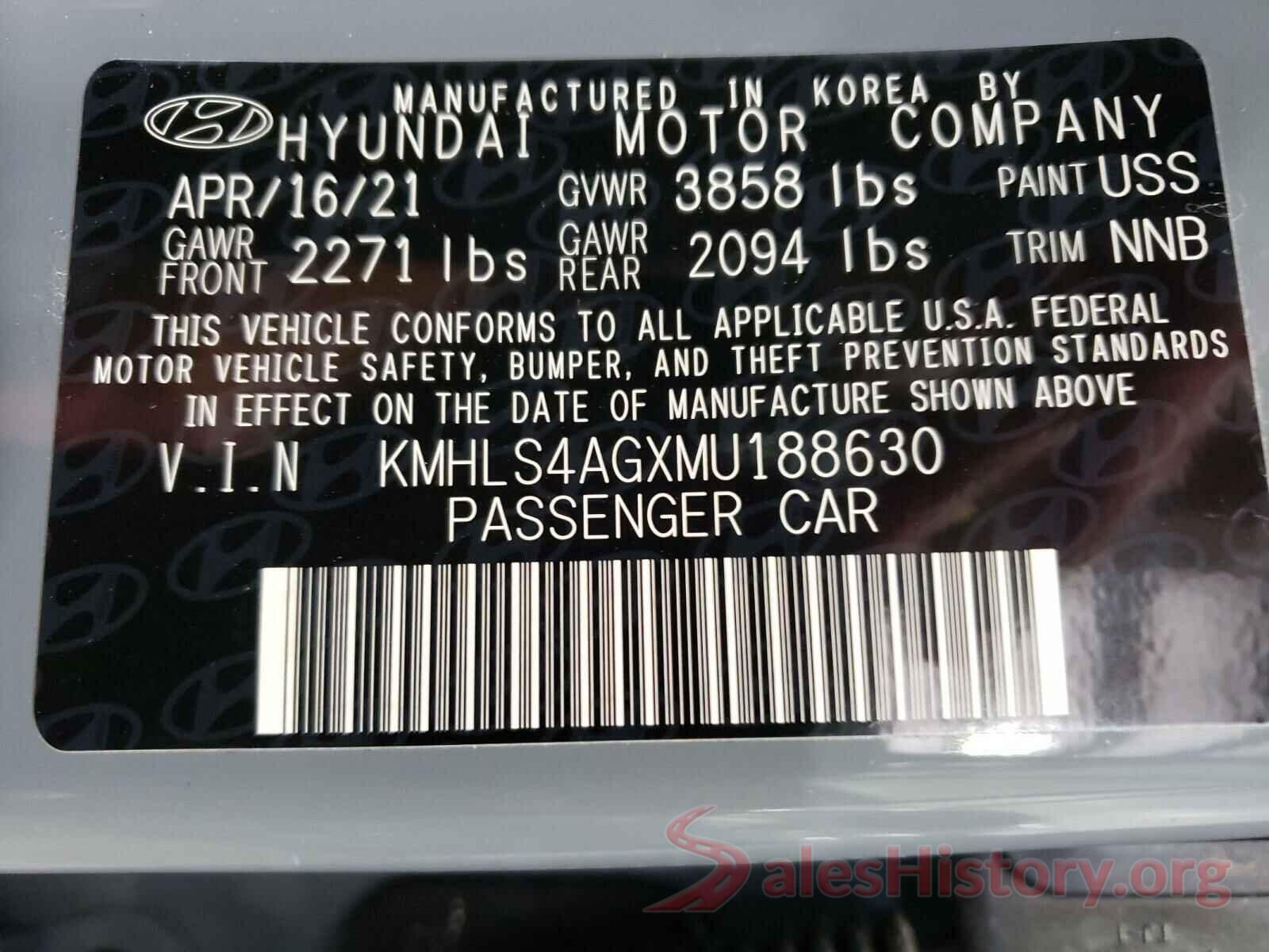 KMHLS4AGXMU188630 2021 HYUNDAI ELANTRA