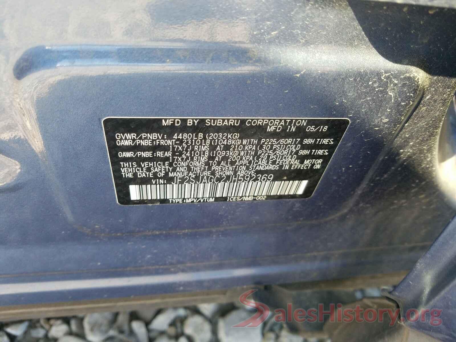 JF2SJAGC2JH592369 2018 SUBARU FORESTER