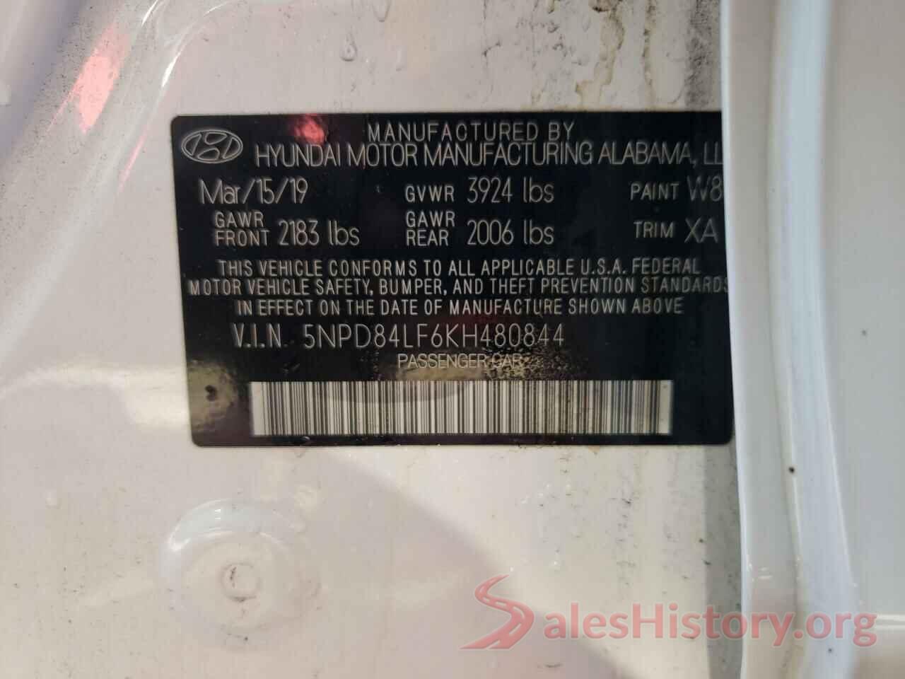 5NPD84LF6KH480844 2019 HYUNDAI ELANTRA