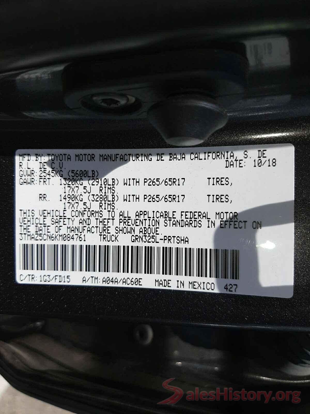 3TMAZ5CN6KM084761 2019 TOYOTA TACOMA