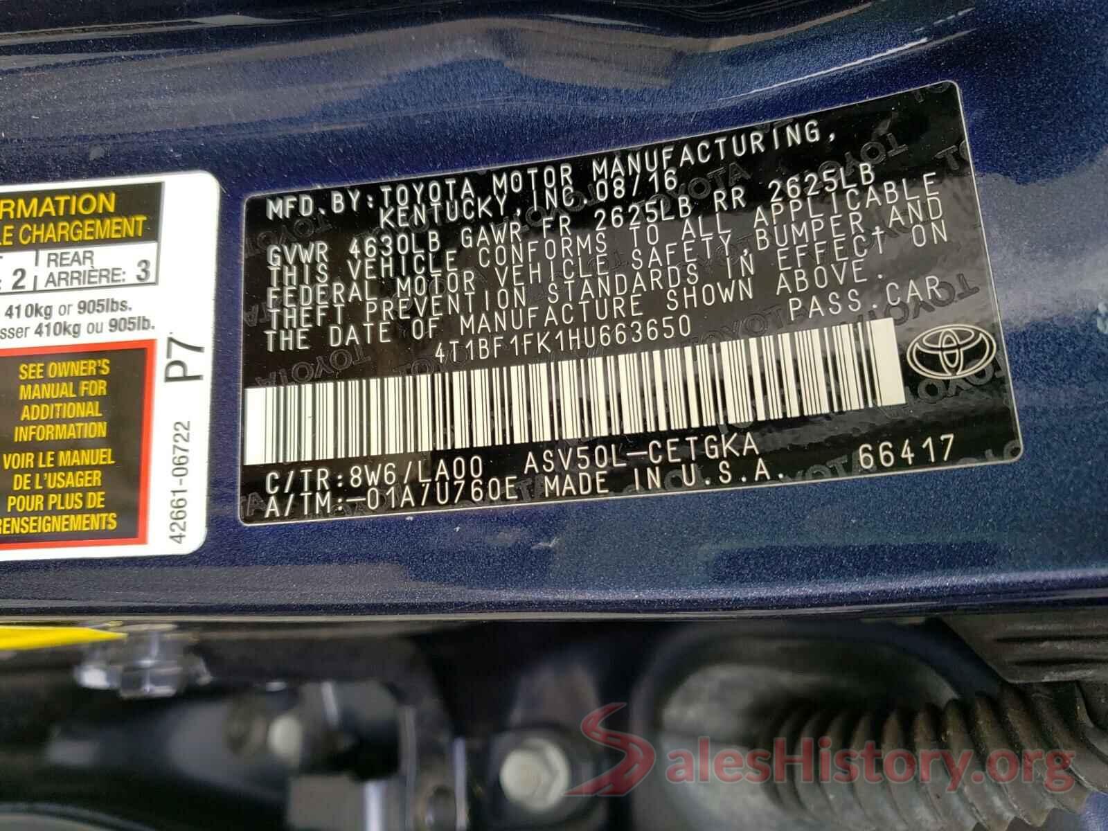 4T1BF1FK1HU663650 2017 TOYOTA CAMRY