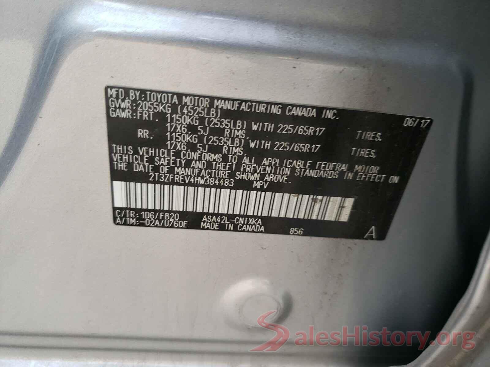 2T3ZFREV4HW384483 2017 TOYOTA RAV4