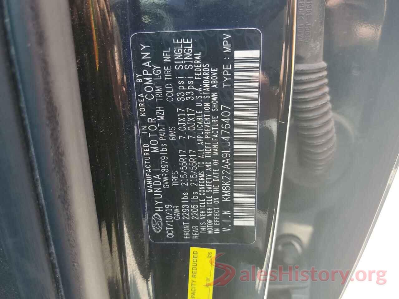 KM8K22AA9LU476407 2020 HYUNDAI KONA