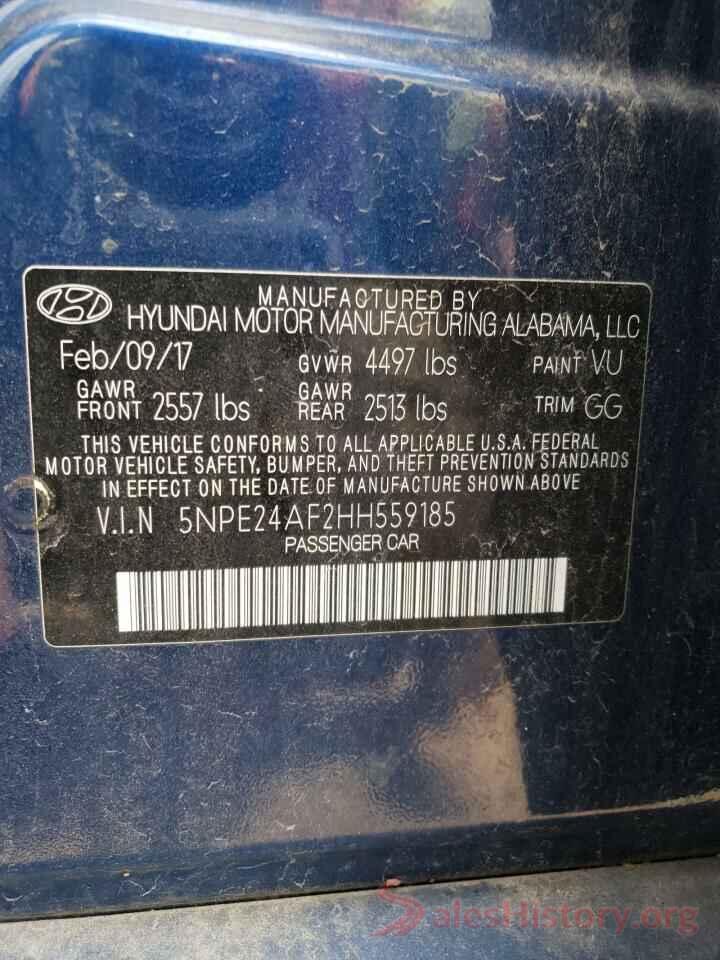 5NPE24AF2HH559185 2017 HYUNDAI SONATA