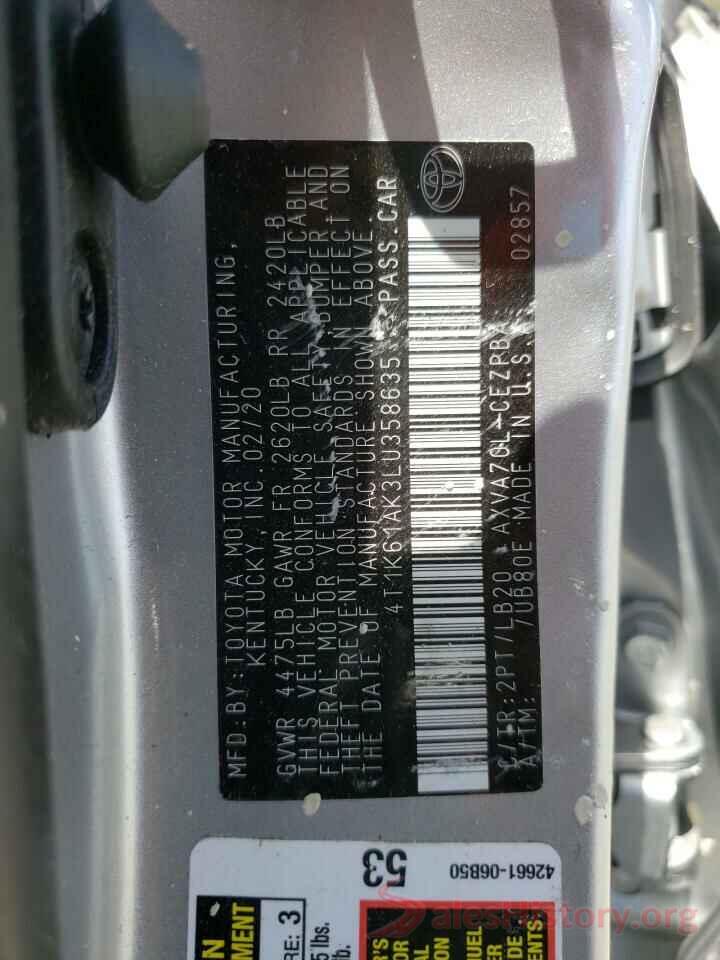 4T1K61AK3LU358635 2020 TOYOTA CAMRY