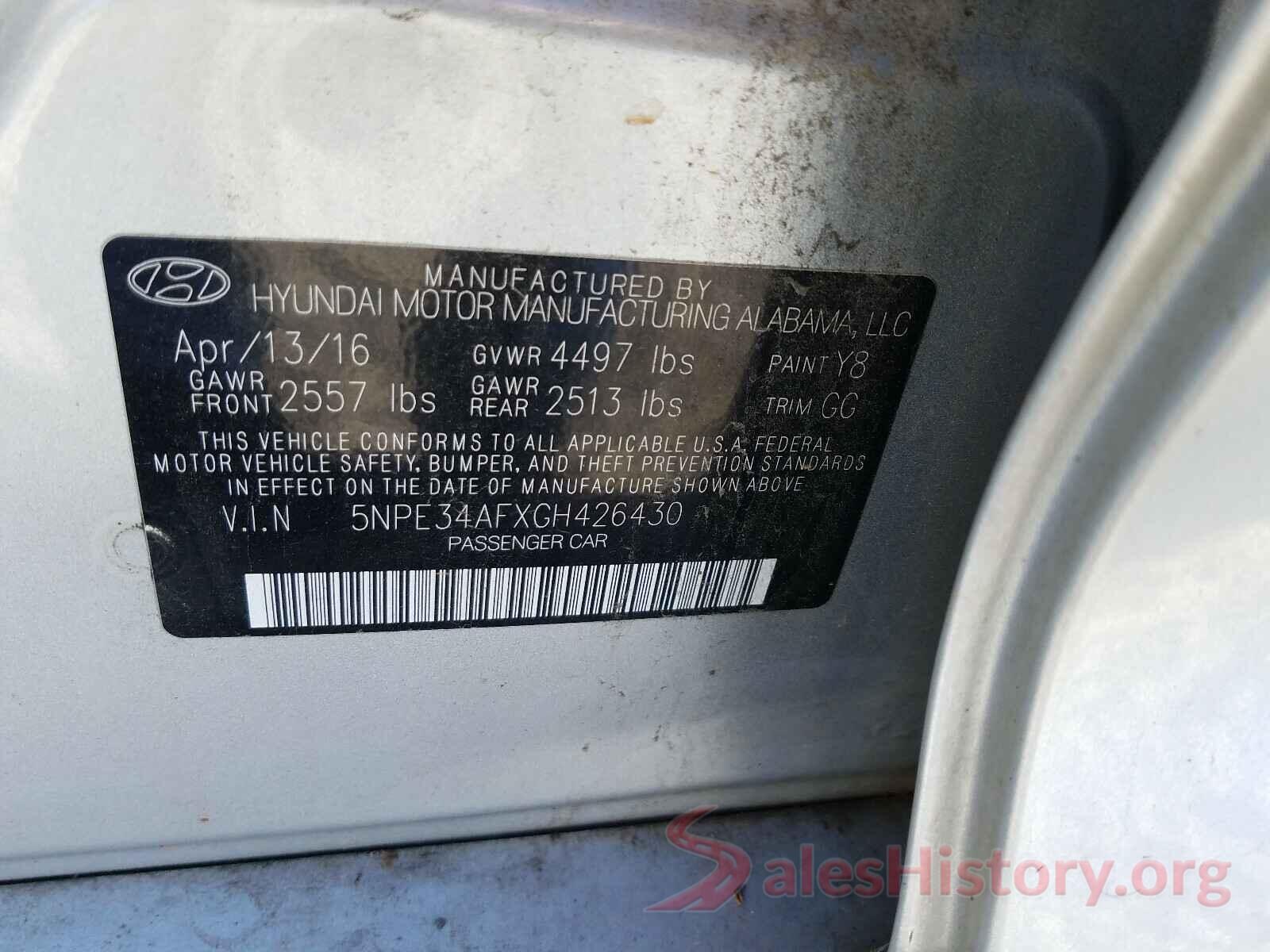 5NPE34AFXGH426430 2016 HYUNDAI SONATA