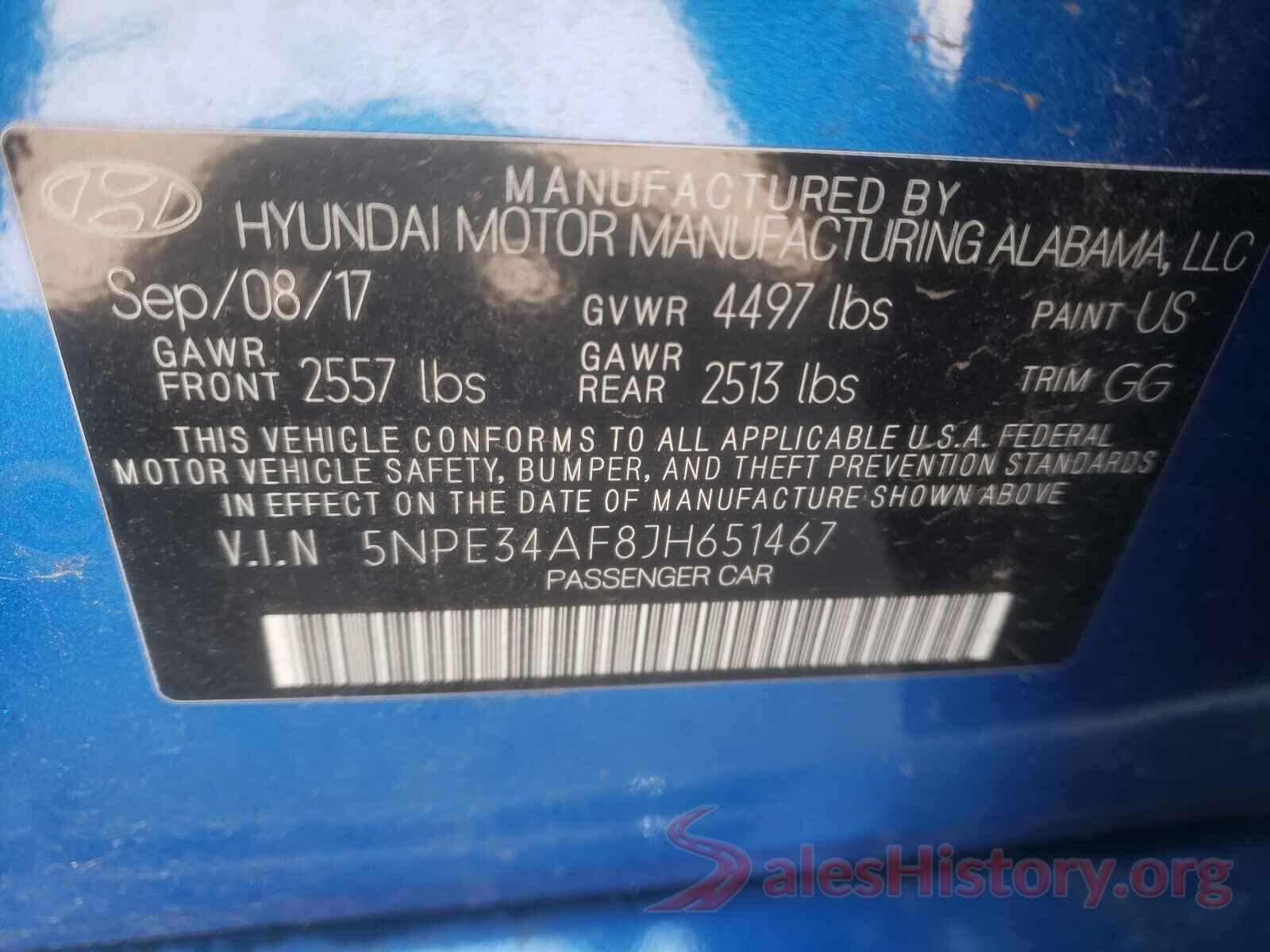 5NPE34AF8JH651467 2018 HYUNDAI SONATA