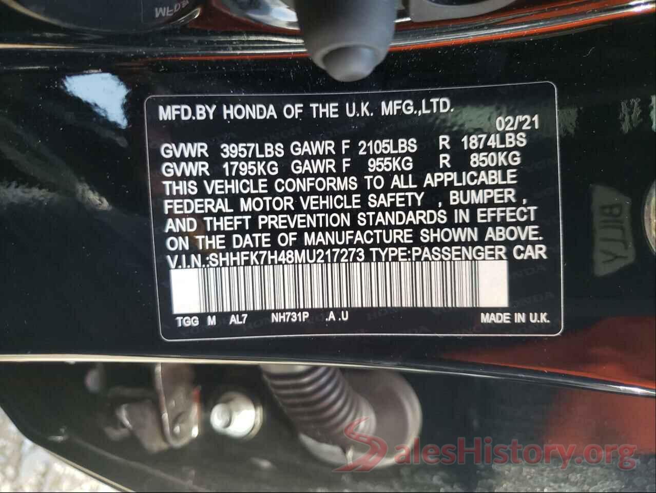 SHHFK7H48MU217273 2021 HONDA CIVIC